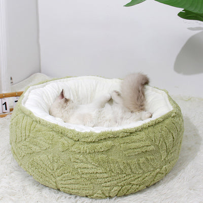 Round Plush Cat Bed – Soft Warm Nest for Cats & Small Dogs