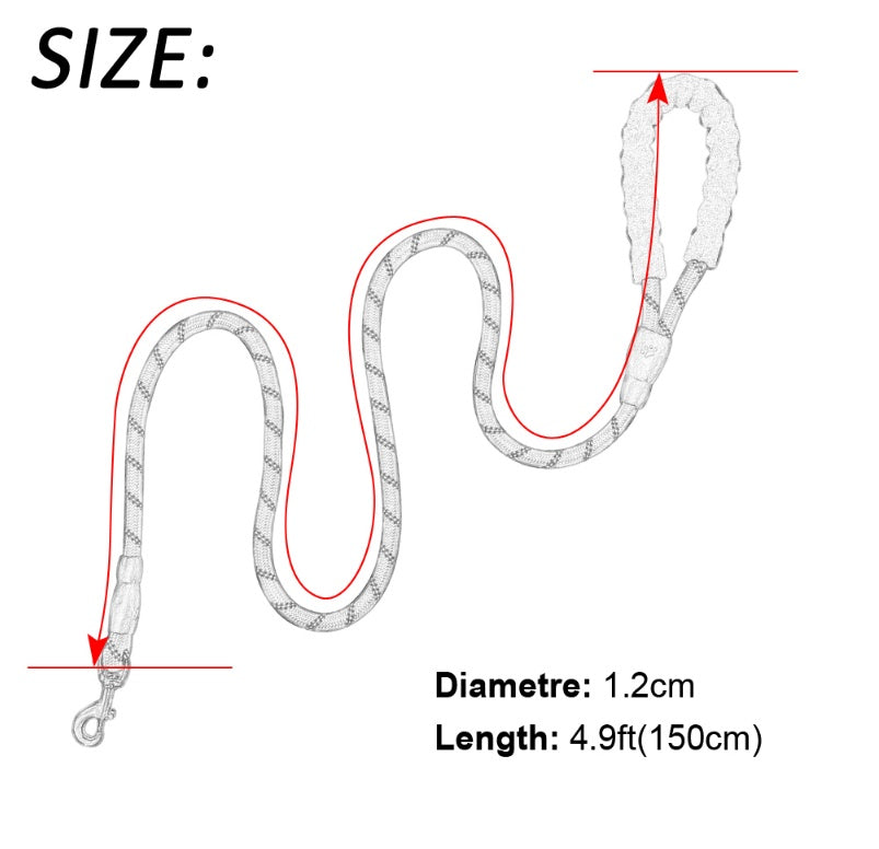 Reflective Nylon Dog Leash – Durable Rope for Walking & Training