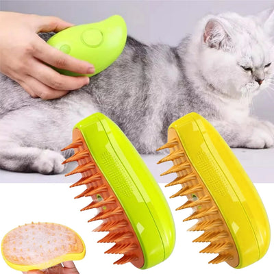 3-in-1 Pet Steam Brush – Electric Spray Grooming Comb