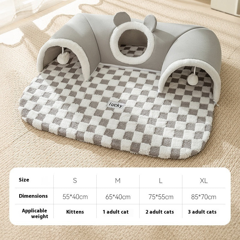Cat Tunnel Bed – Hide-and-Seek Play & Sleep Nest for Cats