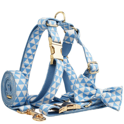 Blue Dog Harness Vest – Bowknot Design with Leash Ring