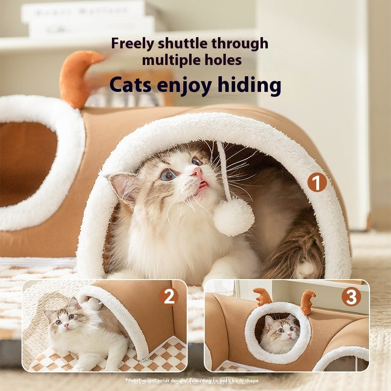 Cat Tunnel Bed – Hide-and-Seek Play & Sleep Nest for Cats