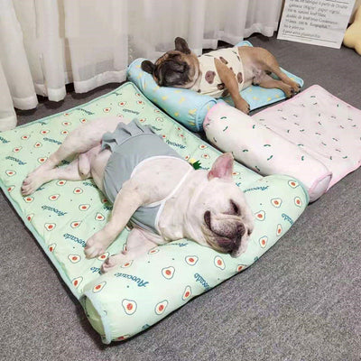 Portable Dog Cooling Mat – Breathable Ice Silk Summer Bed for Pets