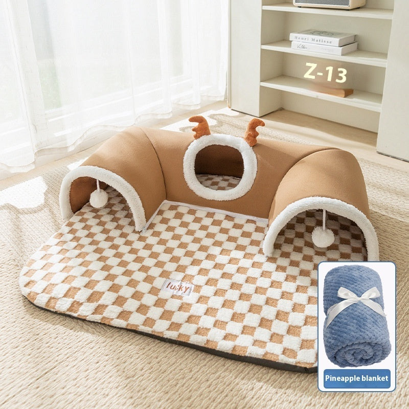 Cat Tunnel Bed – Hide-and-Seek Play & Sleep Nest for Cats