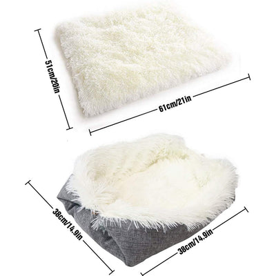 Self-Heating Pet Blanket Bed – Warm Fluffy Pad for Cats & Dogs