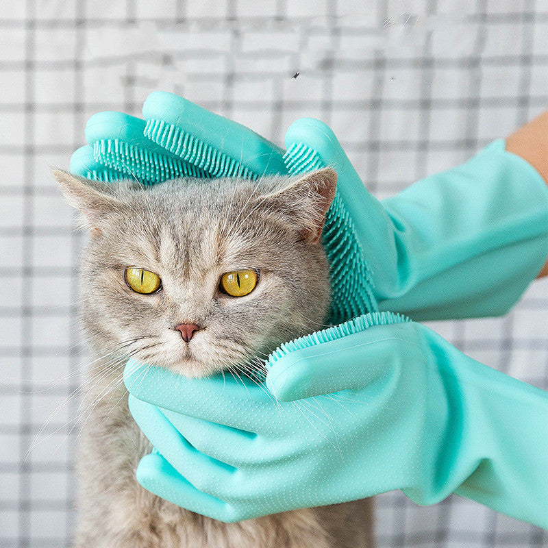 Silicone Pet Grooming Glove – Dog & Cat Bath Brush and Hair Remover