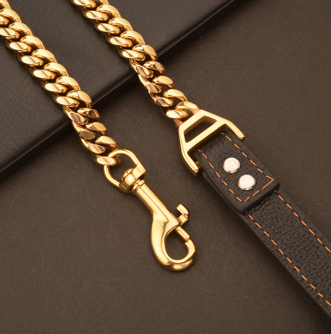 Stainless Steel Cuban Chain Dog Collar – Heavy Duty Training Leash