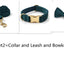 Sapphire Green Velvet Pet Collar & Leash – Gold Buckle Hardware