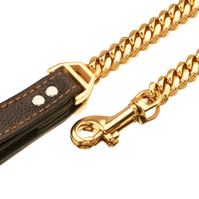 Stainless Steel Cuban Chain Dog Collar – Heavy Duty Training Leash