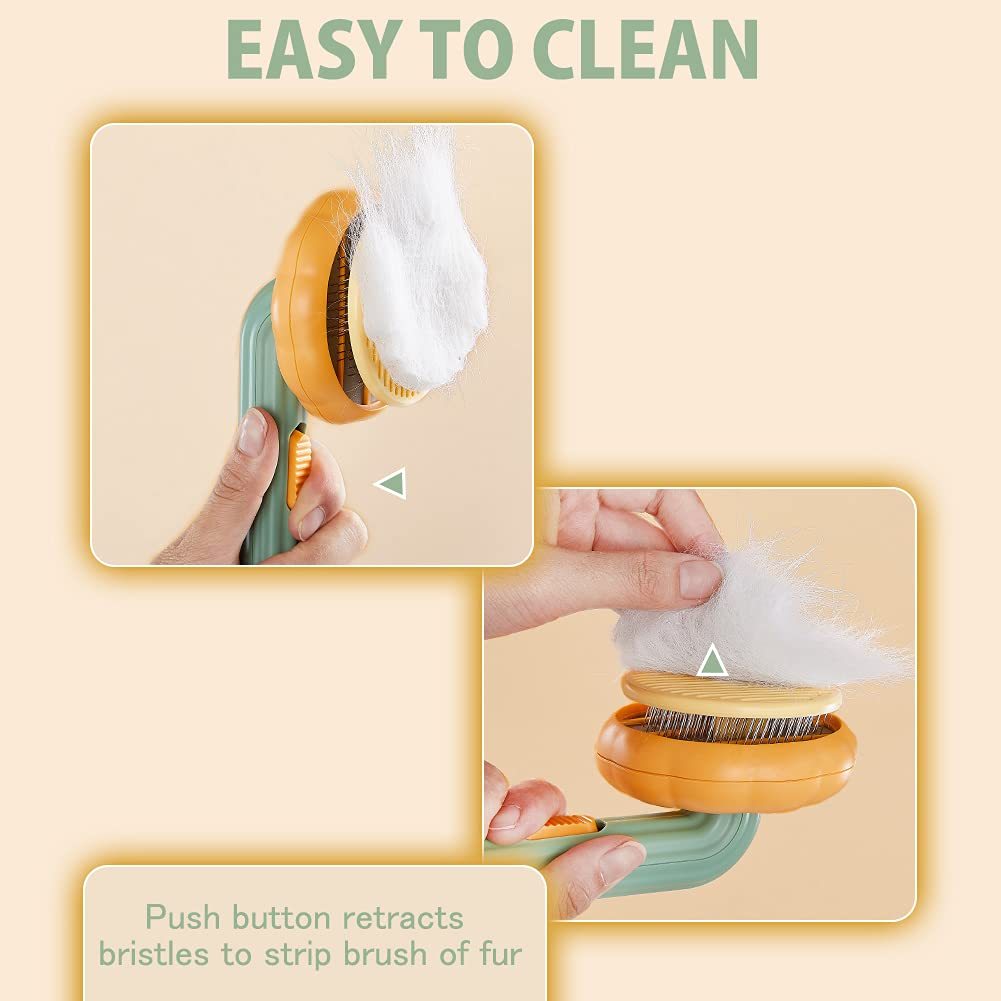 Pumpkin Self-Cleaning Slicker Comb – Grooming Brush