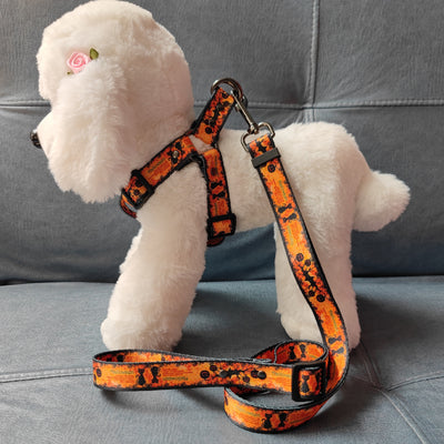 Pet Dog Print Harness & Leash Set – Adjustable Chest Strap