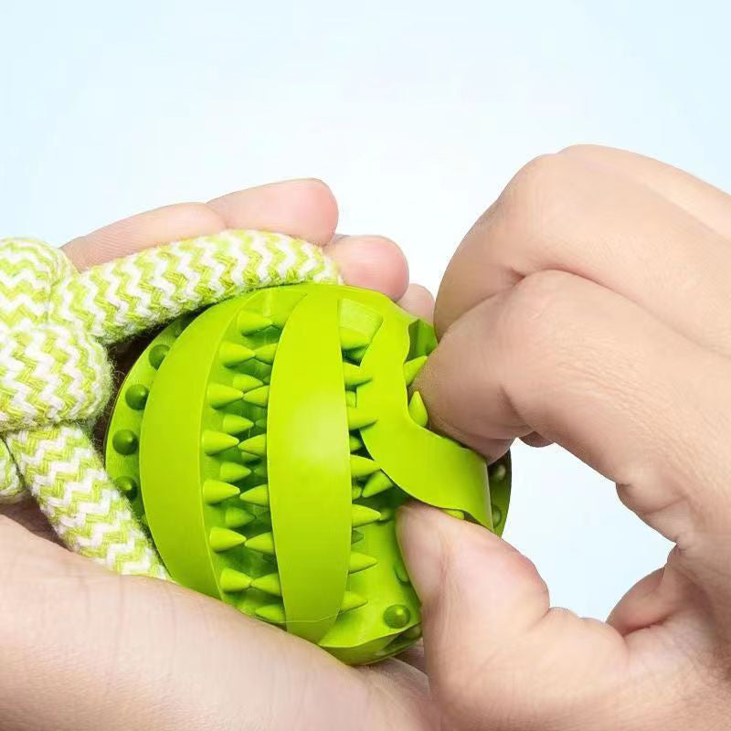 Interactive Dog Treat Ball – Chew Toy with Hemp Rope
