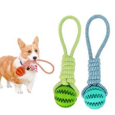 Interactive Dog Treat Ball – Chew Toy with Hemp Rope
