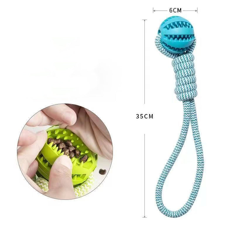 Interactive Dog Treat Ball – Chew Toy with Hemp Rope